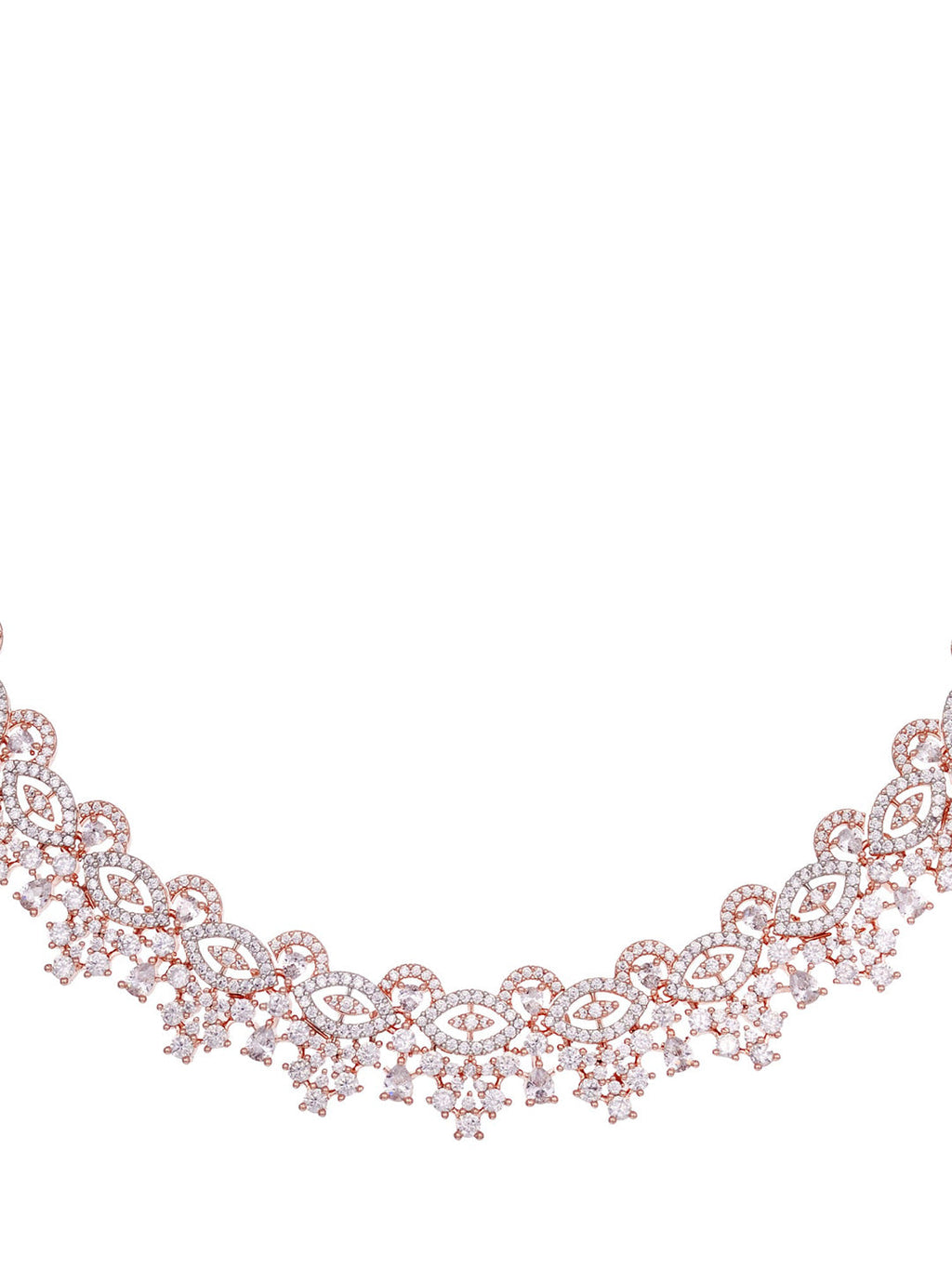 Saraf RS Jewellery Rose Gold-Polished & White AD & CZ-Studded Contemporary Jewellery Set