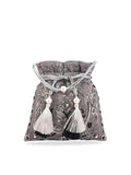 Masq Grey & White Embellished Potli Clutch