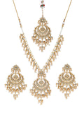 Zaveri Pearls Gold-Toned Kundan & Pearls Studded Rani Haar Jewellery Set