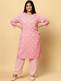 Sztori Plus Size Ethnic Motifs Printed Pure Cotton Kurta & Trouser