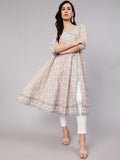 Aks Floral Printed Cotton Anarkali Kurta