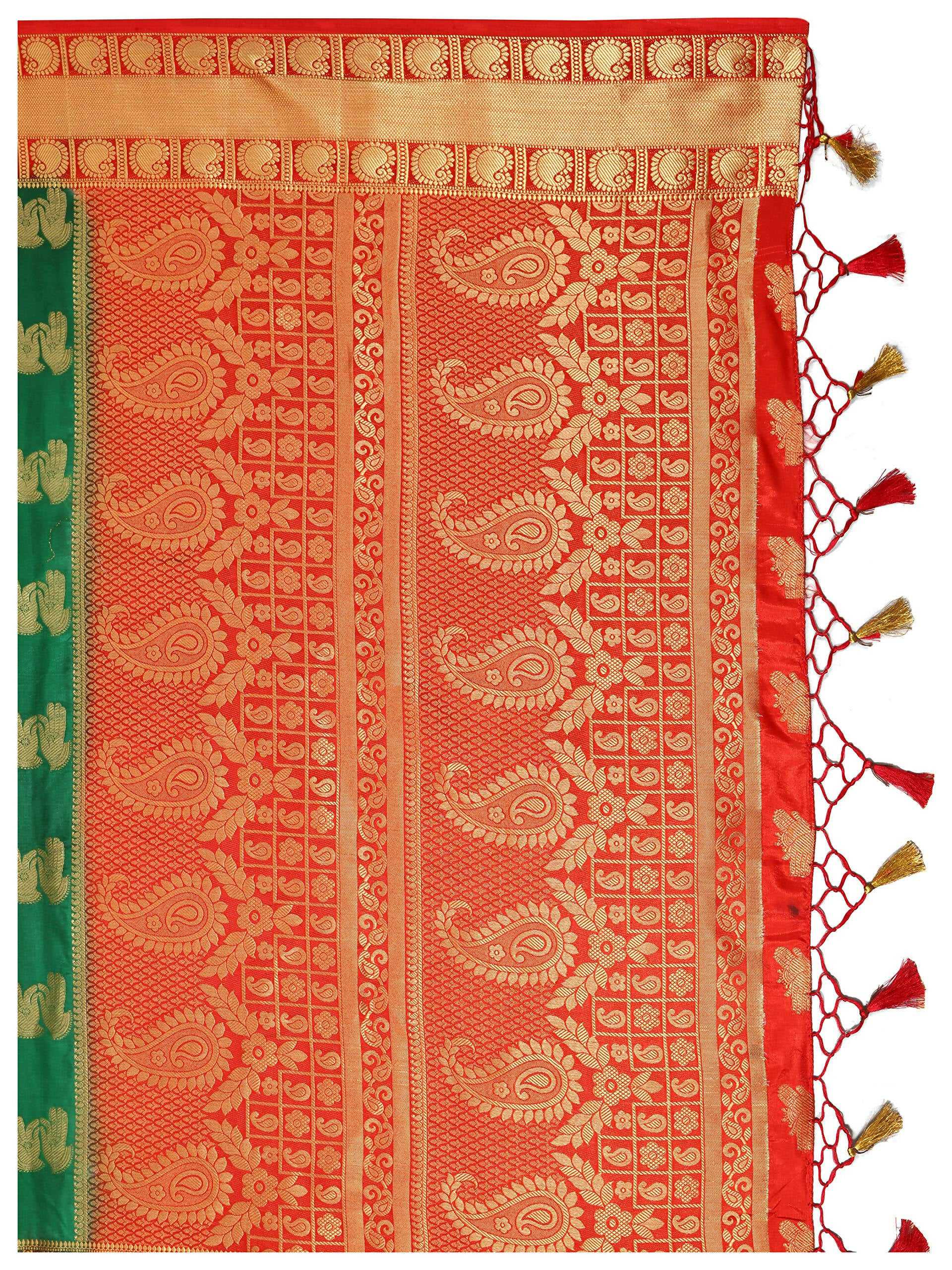 Mimosa Women's Green Kanchipuram Silk Saree