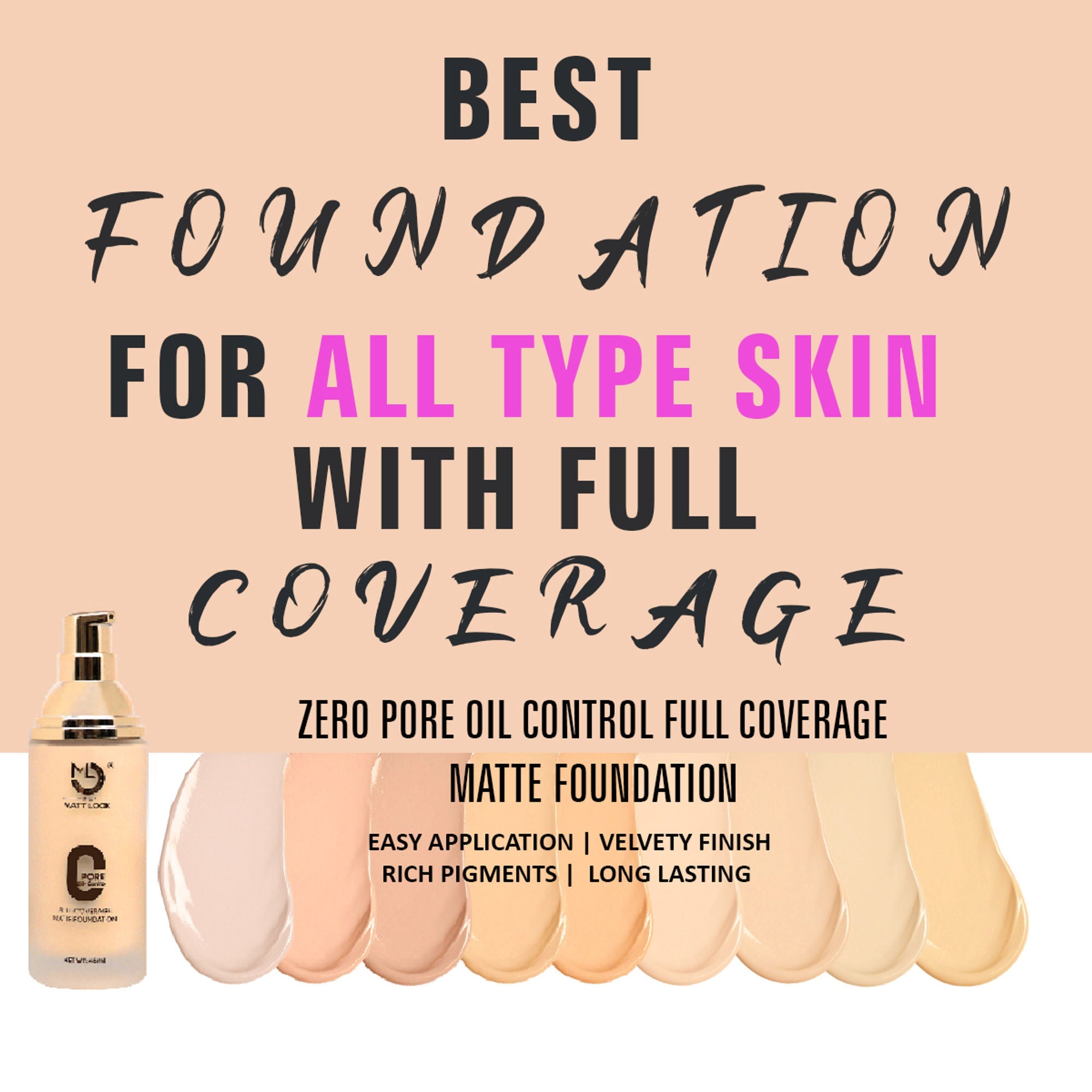 Matt Look Zero Pore Oil Control Full Coverage Matte Foundation - Golden Caramel