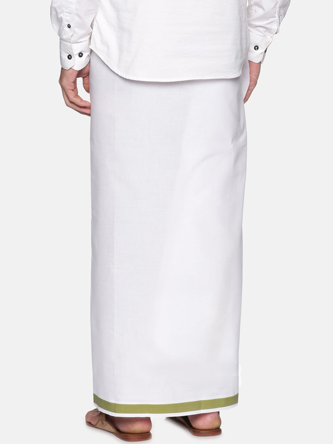 Sethukrishna Men White Solid Cotton Regular Dhoti