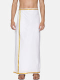 Sethukrishna White Solid Readymade Cotton Dhoti For Men
