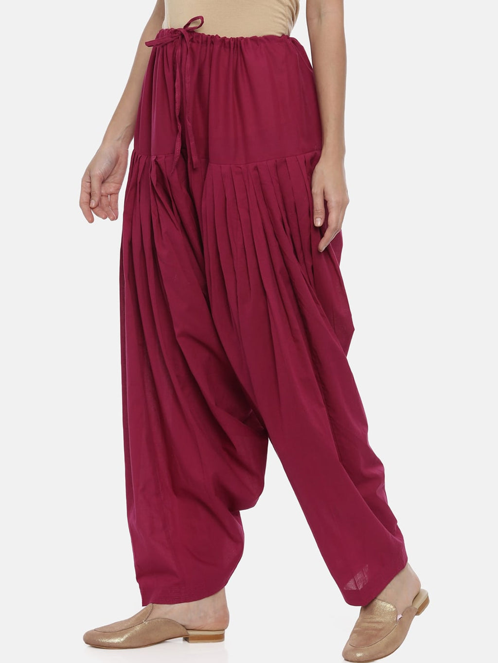 Souchii Maroon Solid Regular-Fit High-Rise Patiala