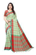 Vamika Pista Green Cotton Silk Weaving Saree