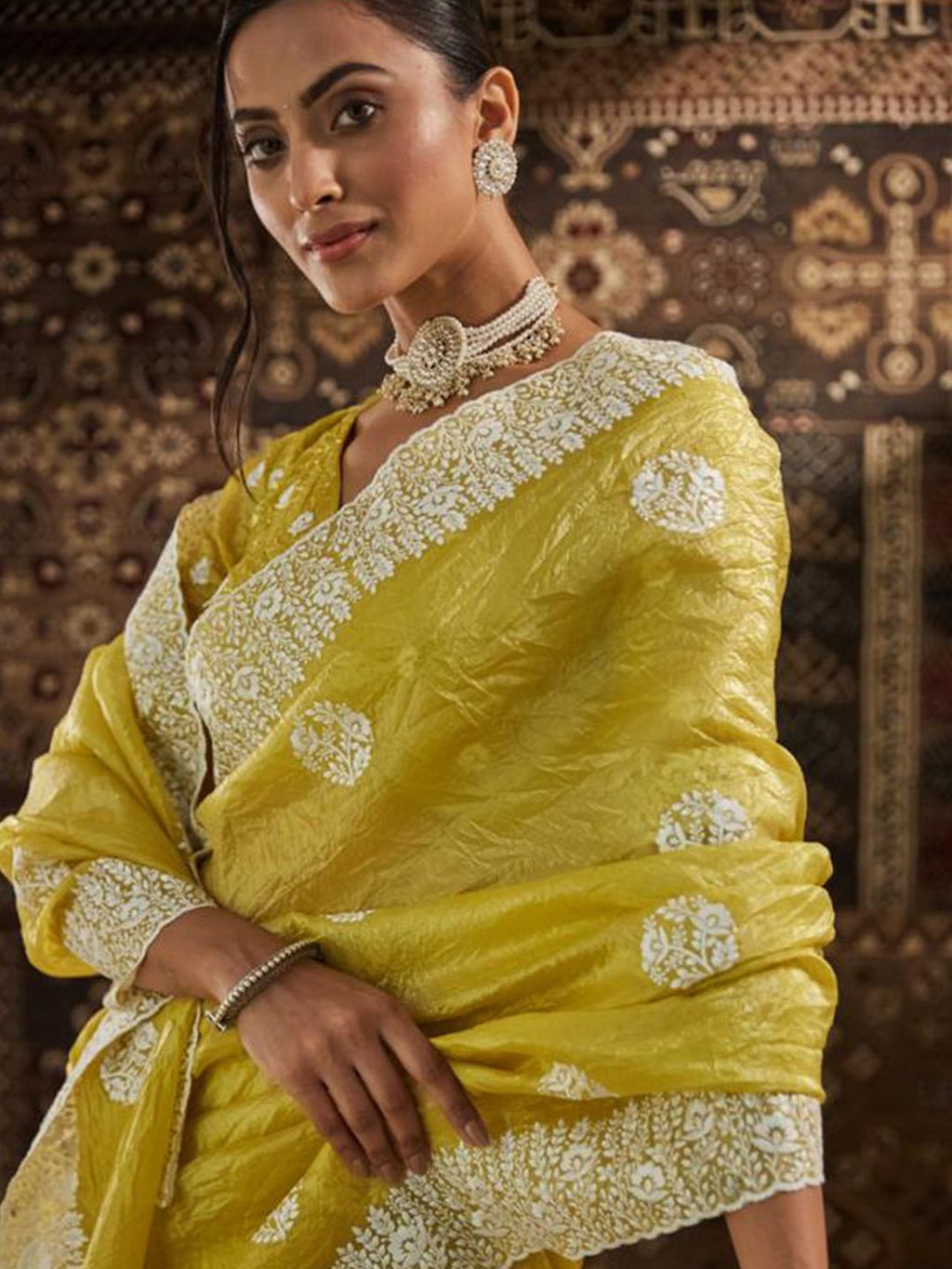 kasee Floral Chikankari Silk Blend Saree