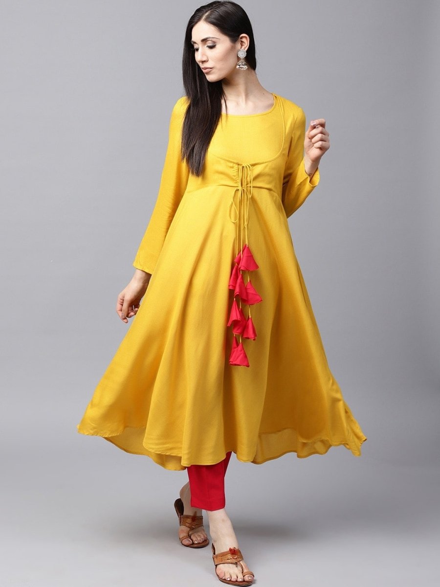 Aks Women Tasseled Anarkali Kurta