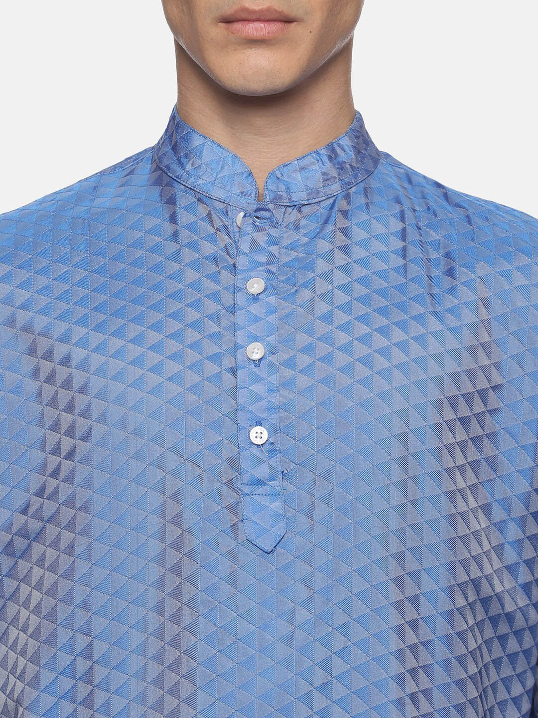 Sethukrishna Men Blue Striped Angrakha Kurti with Dhoti Pants