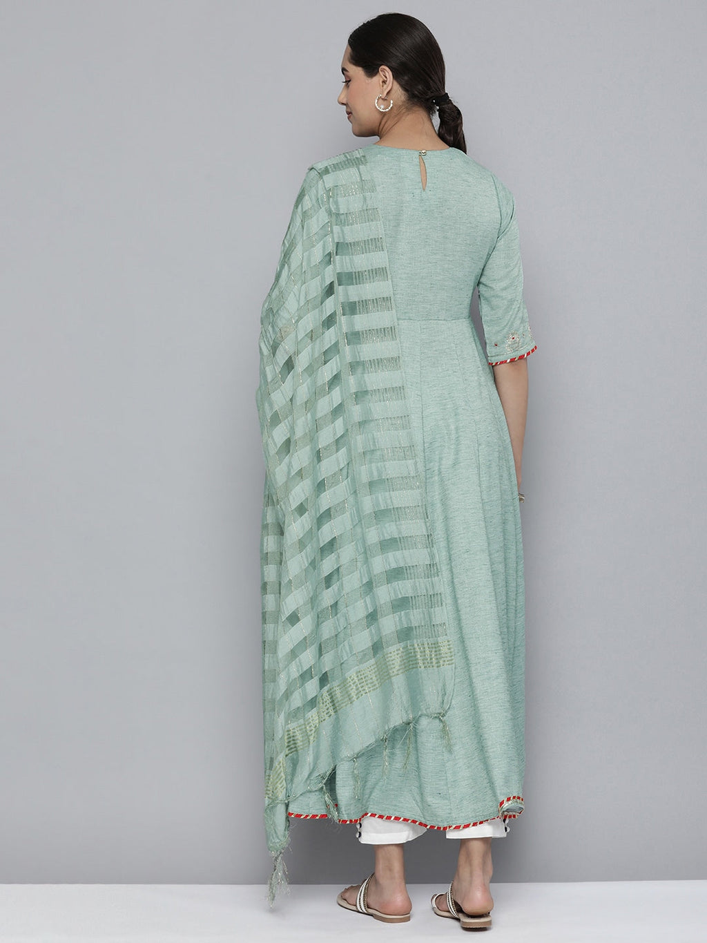 HERE&NOW Women Embroidered Ethnic Motifs Yoke Design Anarkali Kurta