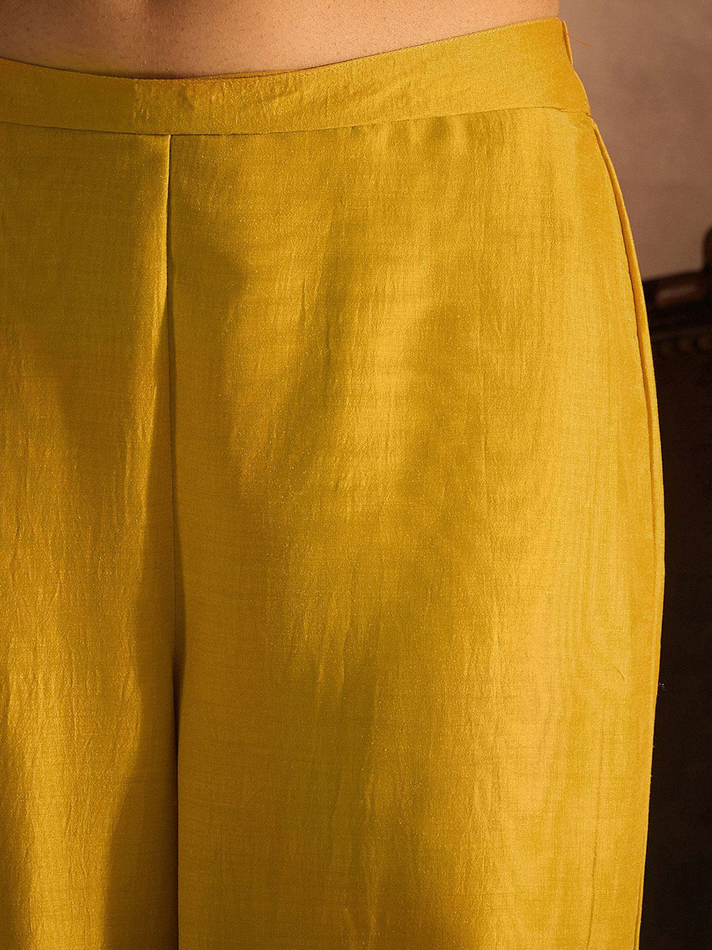 Indo Era Yellow Paisley Embroidered Regular Straight Kurta With Trousers & Dupatta