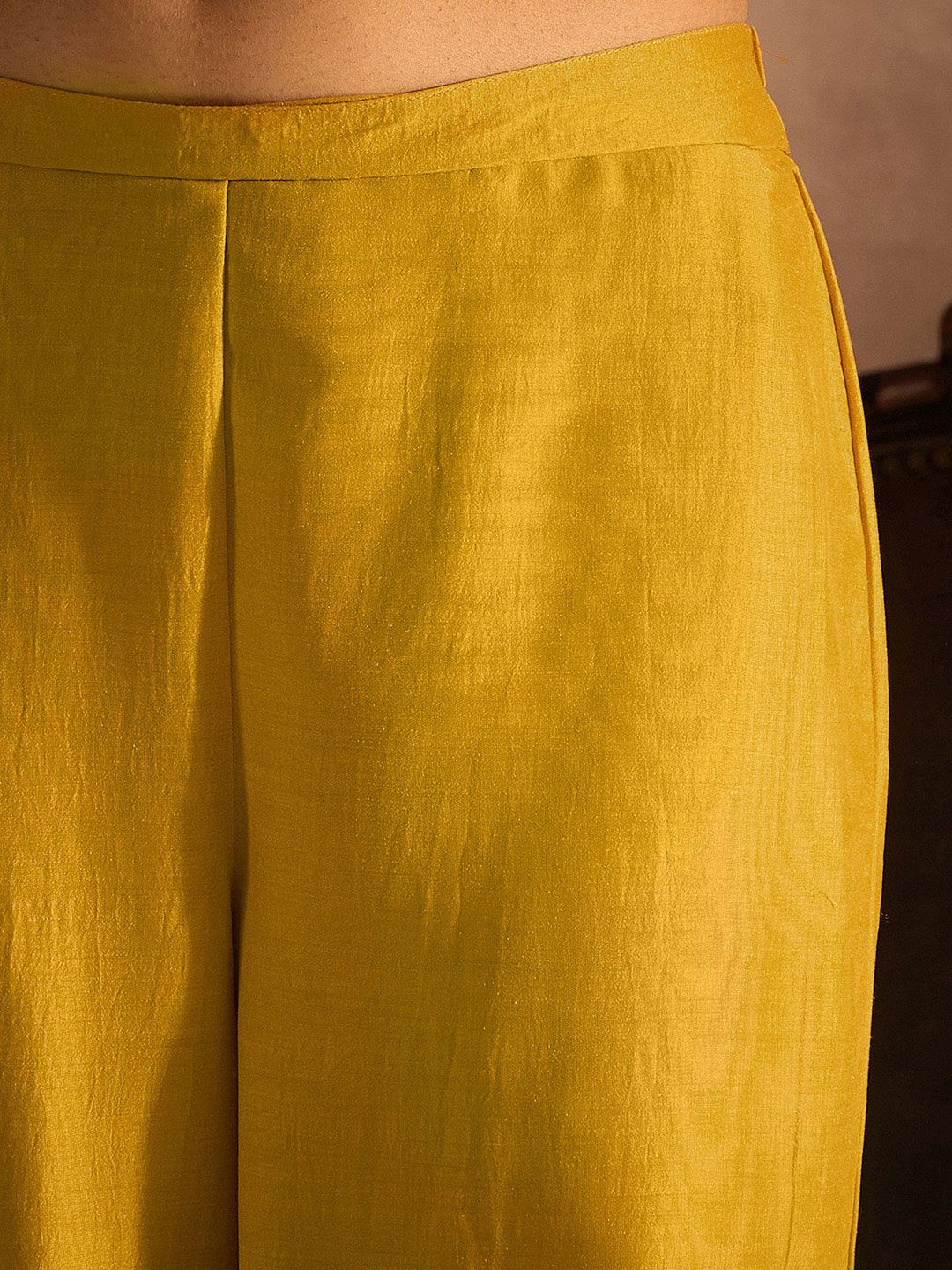 Indo Era Yellow Paisley Embroidered Regular Straight Kurta With Trousers & Dupatta