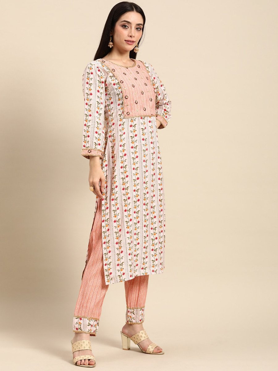 All About You Women Ethnic Motifs Embroidered Gotta Patti Kurta With Trousers