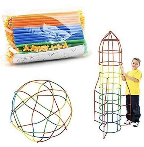 Kipa Children's Puzzle Straw Assembly, Educational Play and Learn Plastic Building Construction, Stitching Assembly Straw Build Blocks Creative Toy
