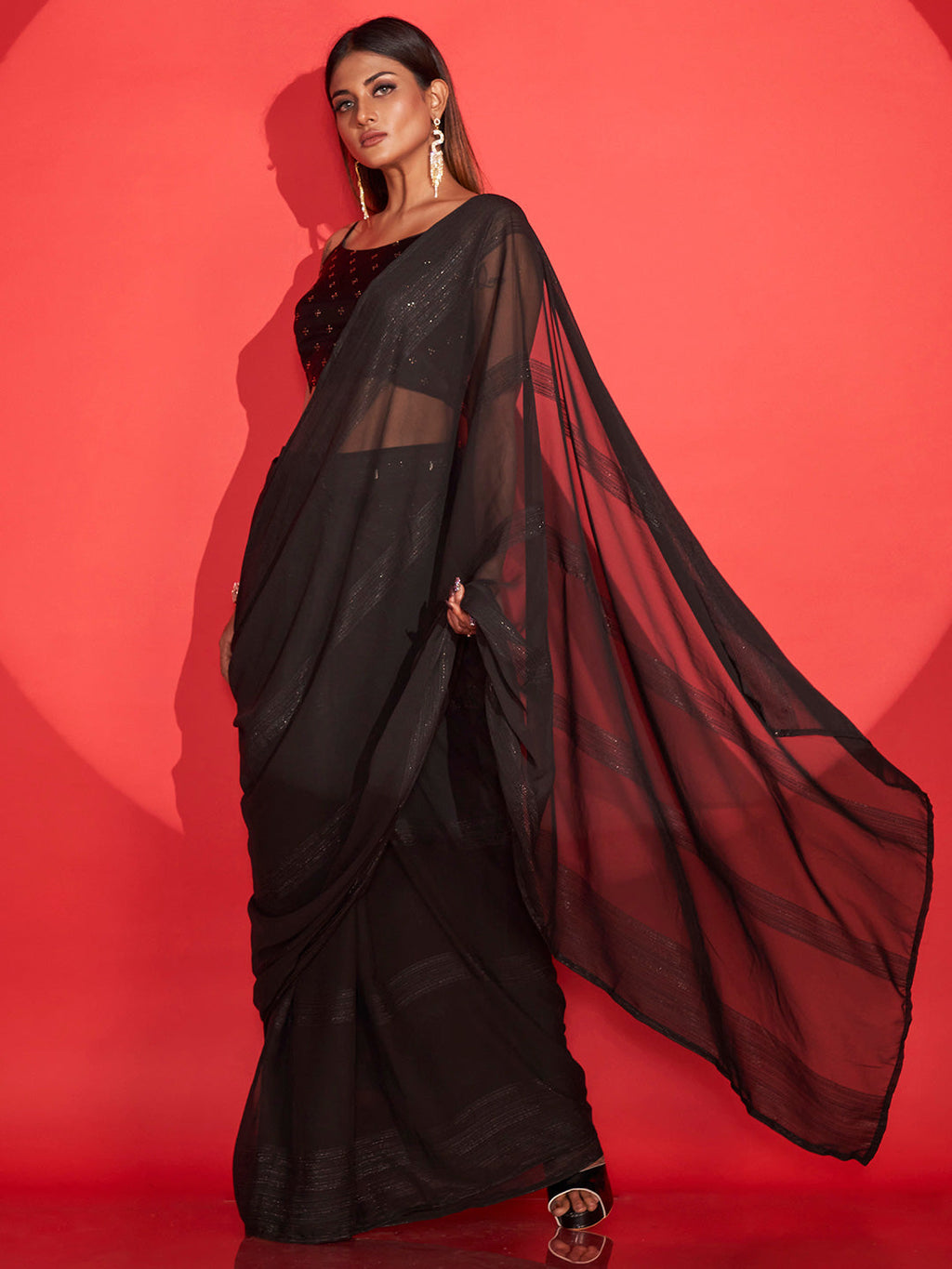 Tikhi Imli Striped Semi Sheer Ready to Wear Saree