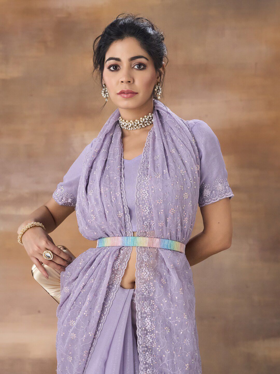 kasee Embroidered Floral Sequinned Saree