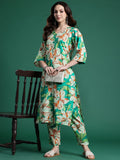 Indo Era Women Floral Printed Regular Pure Cotton Kurta with Trousers