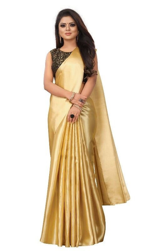 Vamika Golden Satin Designer Saree (PAVITRA GOLD)