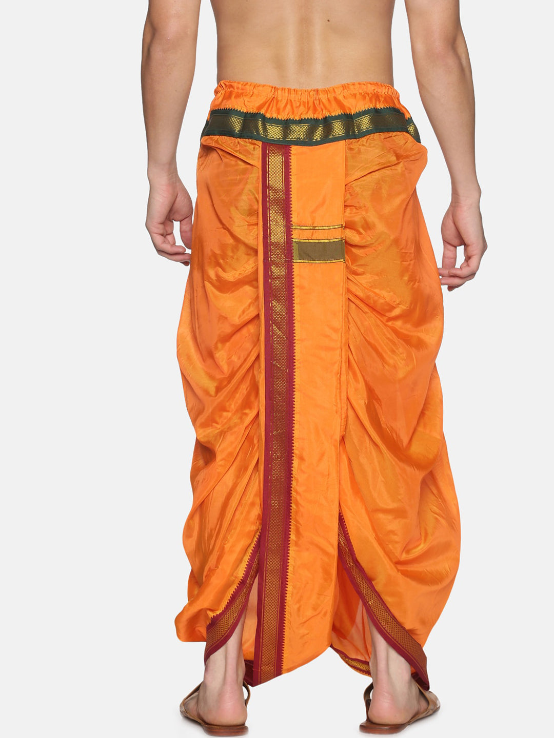 Sethukrishna Men Orange & Green Solid Readymade Dhoti Pant