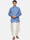 Sethukrishna Men Blue Striped Angrakha Kurti with Dhoti Pants
