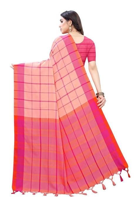 Vamika Peach Cotton Silk Weaving Saree (Goggle Peach)