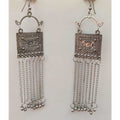 MS Fashion India Fancy Party Wear Silver Oxidized Long Tassel Chain Earrings
