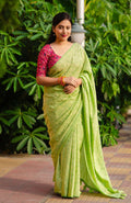 Green Jute Silk Woven Design Saree with Unstitched Blouse - Hiral Fashion