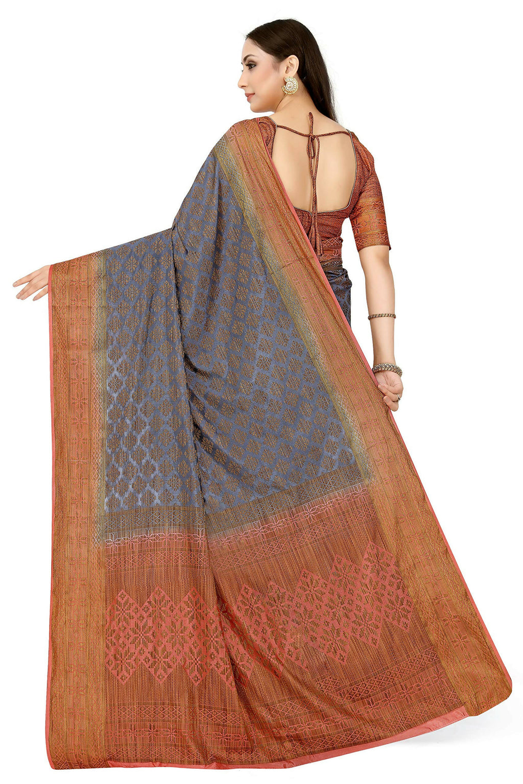 Mimosa Women's Patola Art Silk Grey Saree