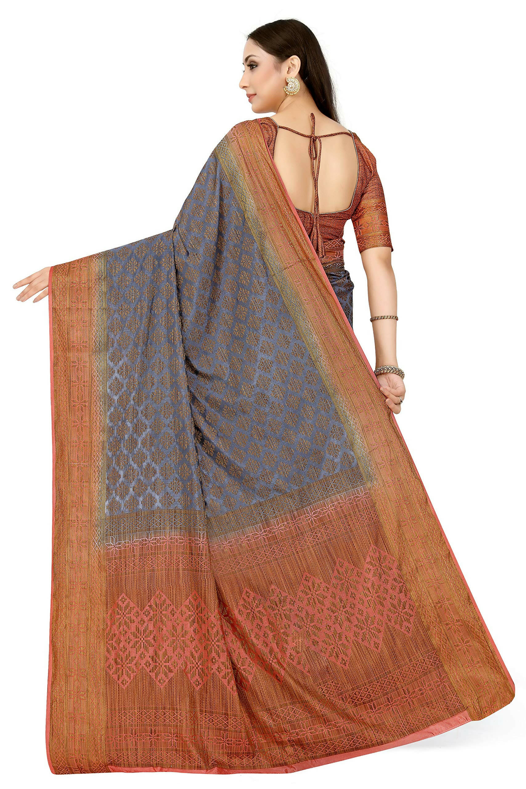 Mimosa Women's Patola Art Silk Grey Saree