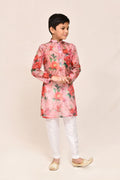 Joban Fashion Georgette Peach Kurta With Straight Fit Pant