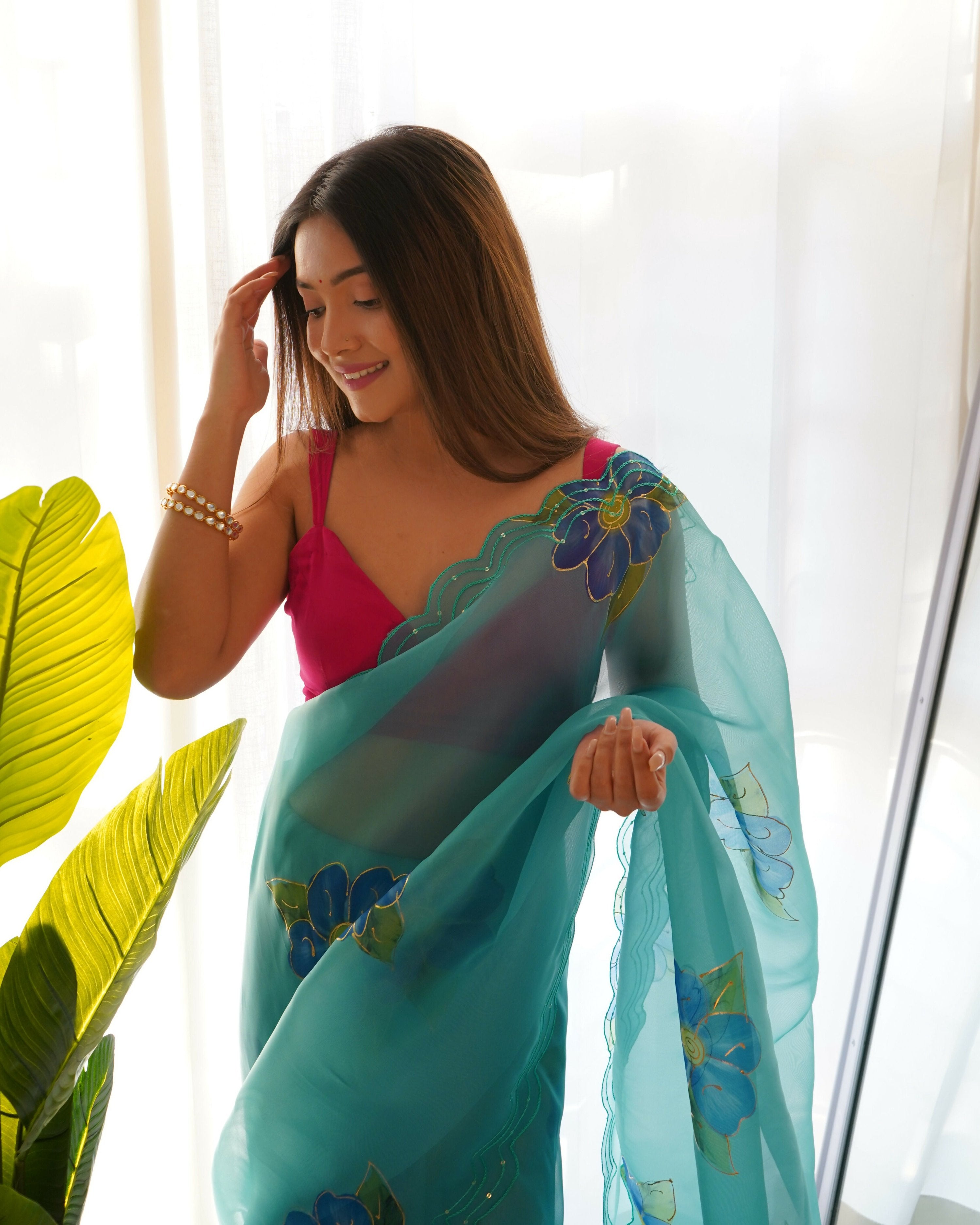 Vamsee Divisha Sky Organza Saree