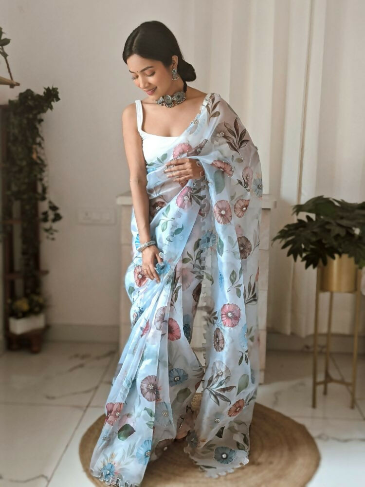 Vamsee Aarushi Mix Color Organza Saree