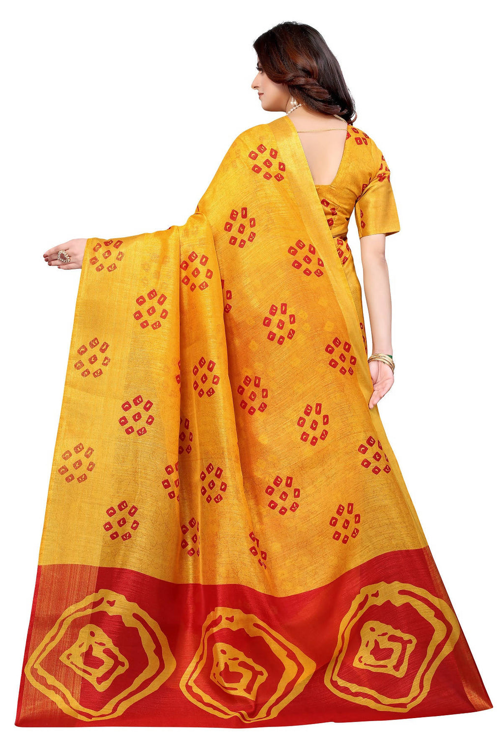 Vamika Ethnic Fire Red Jari Border Linen Saree