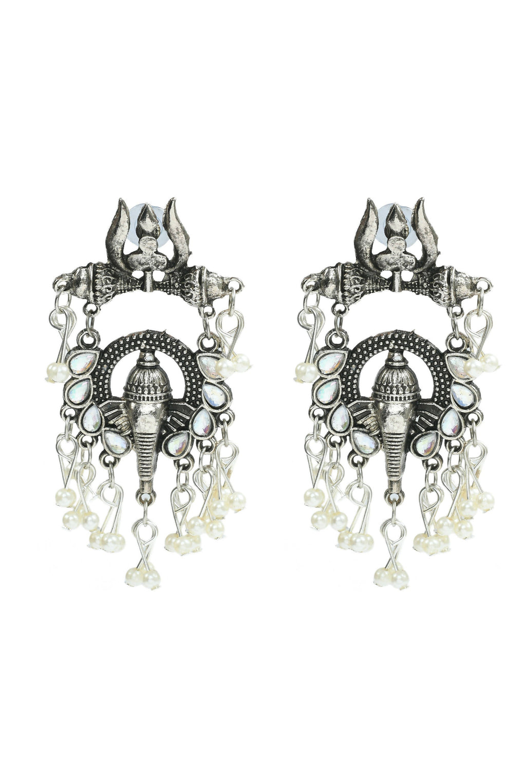 Mominos Fashion Johar Kamal Oxidised Silver-Plated Ganesha Design Necklace Choker Set
