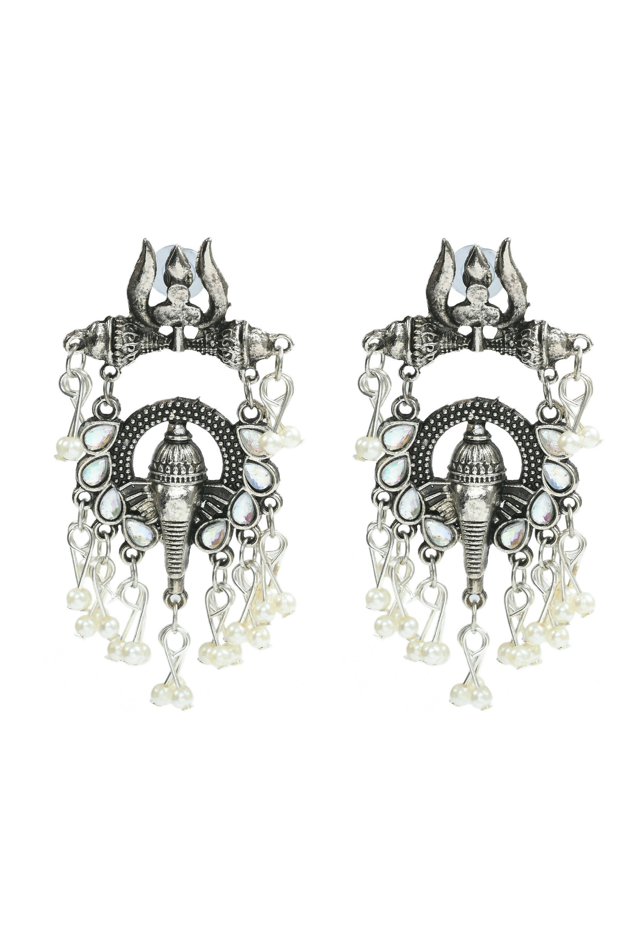 Mominos Fashion Johar Kamal Oxidised Silver-Plated Ganesha Design Necklace Choker Set