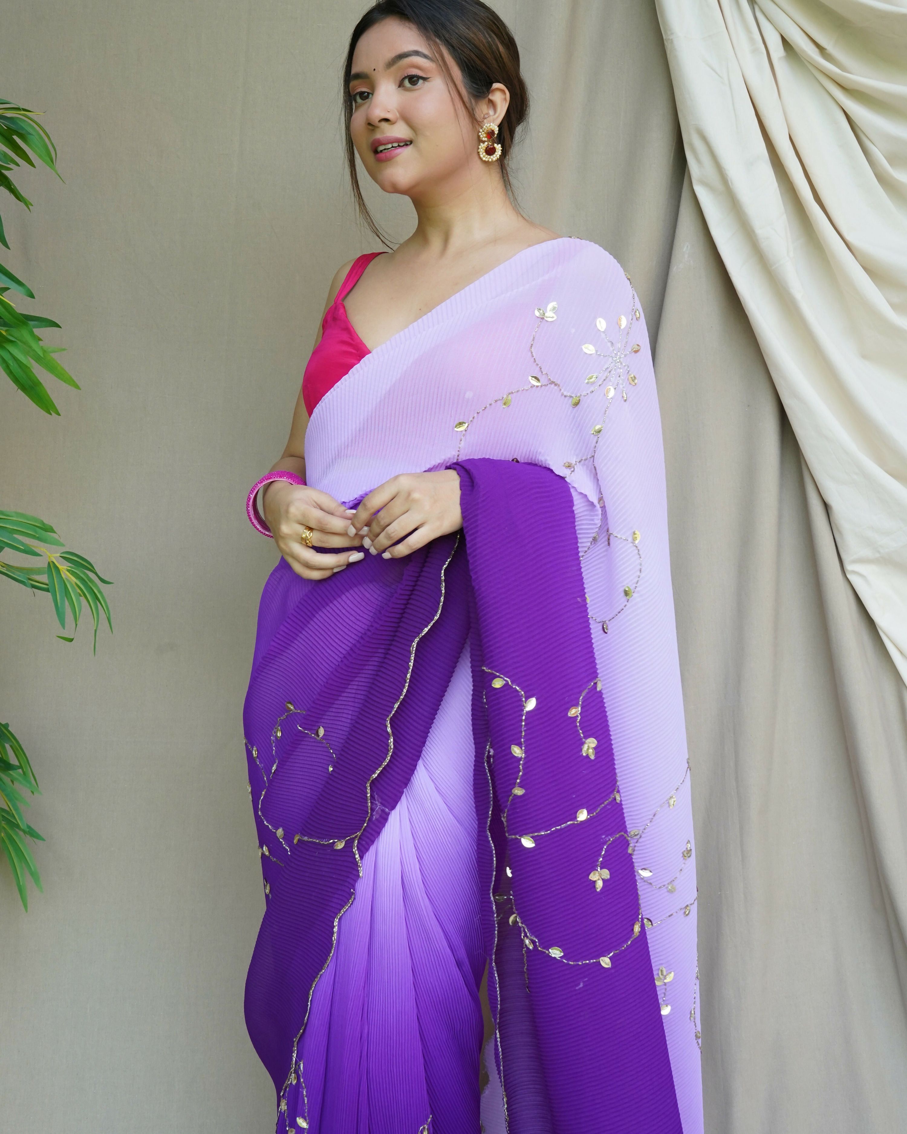 Vamsee Antara Purple Georgette Saree