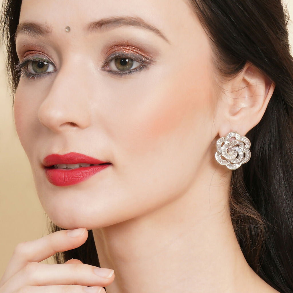 Flower Diamond Earrings- Ruby Raang