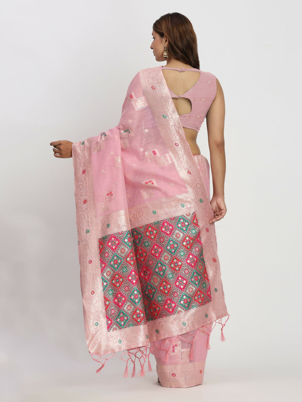 Shree Shyam Fashion Linen Cotton Light Pink Saree