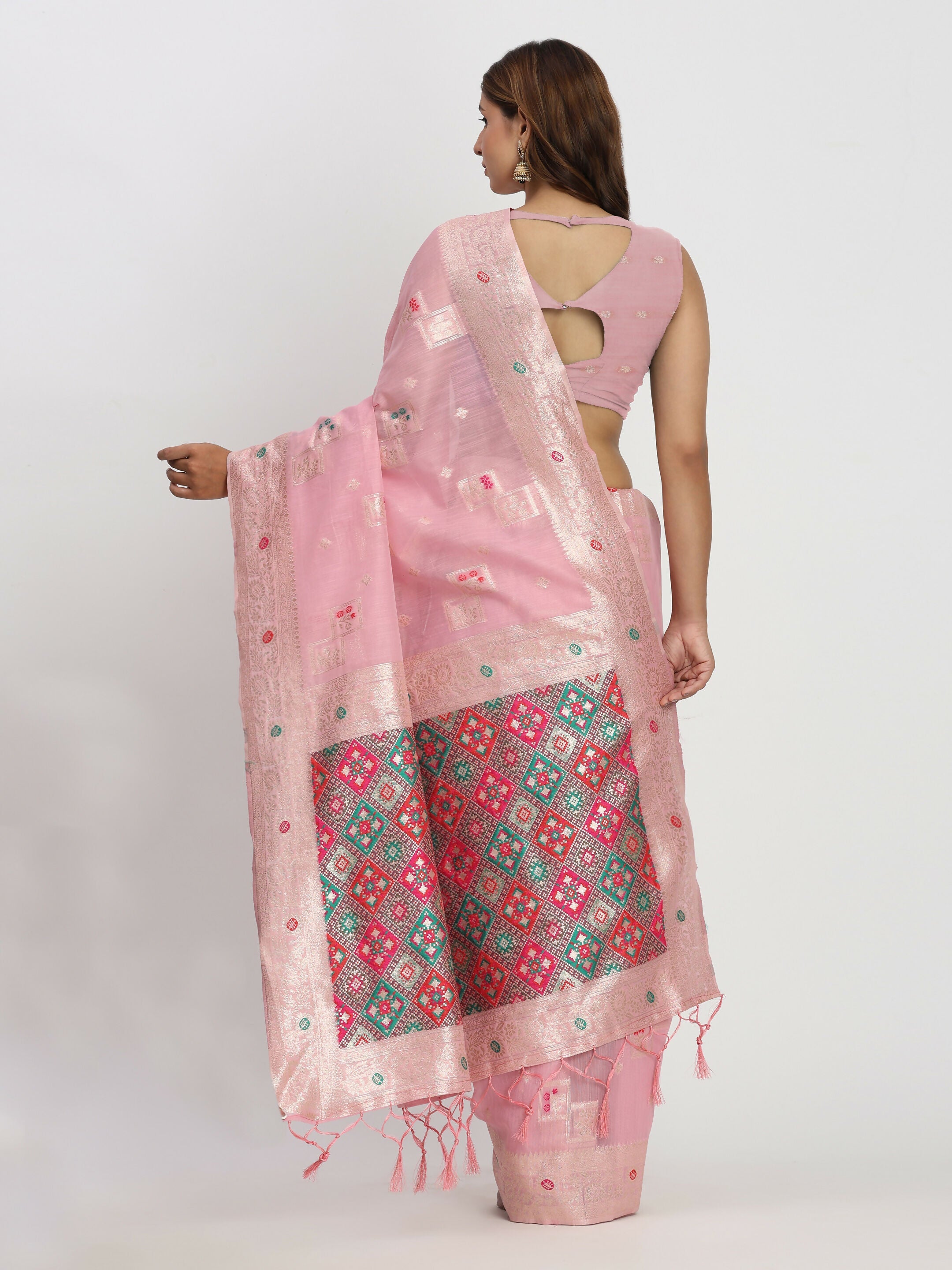 Shree Shyam Fashion Linen Cotton Light Pink Saree