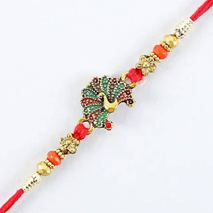Beautiful Peacock Ethnic Rakhi & Soan Papdi