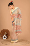 Exclusive Collection Off White Beautiful Mulmul Cotton Saree