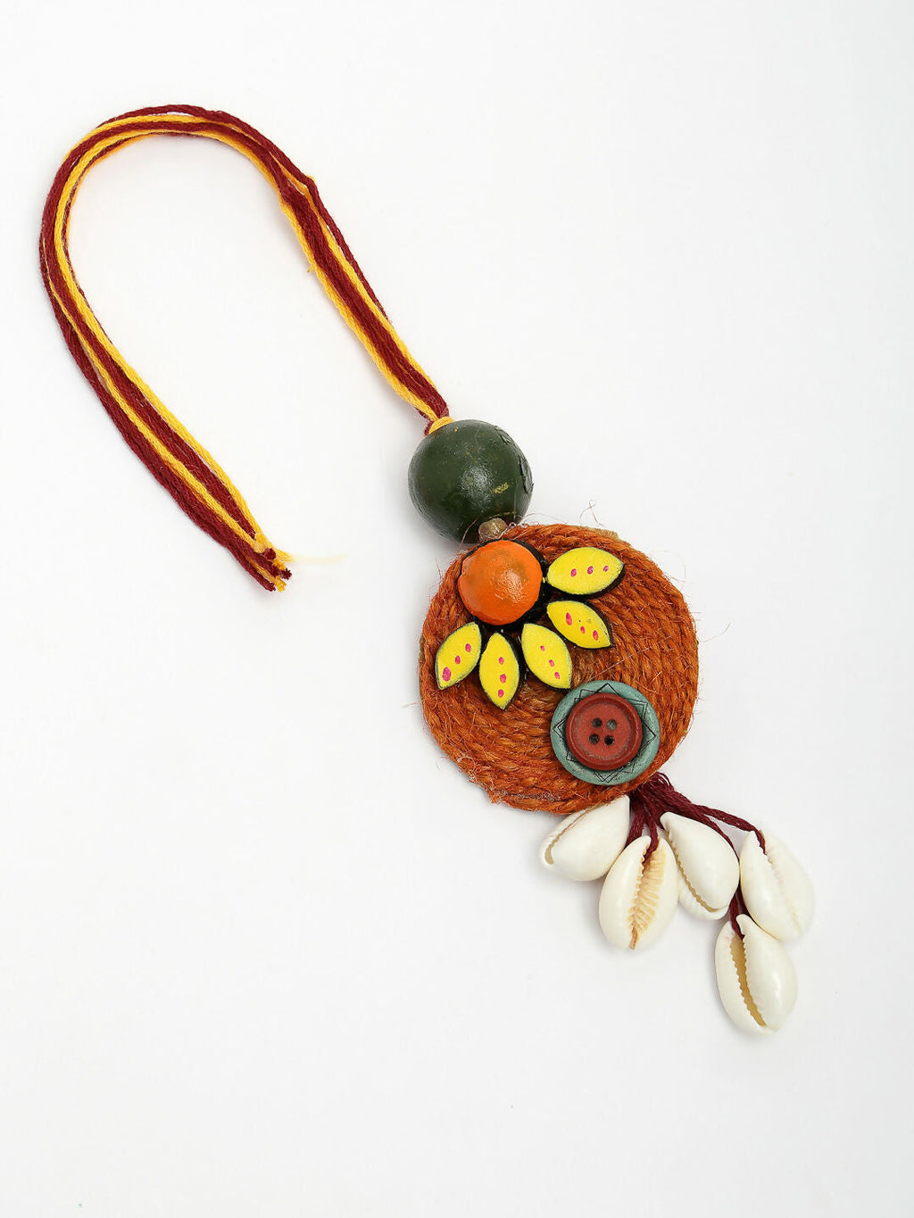NVR Women & Men Set of 2 Multicolor Sea Shell Handcrafted Bhaiya Bhabhi Rakhi With Roli Chawal