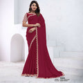 Red Pure Crepe Silk Moti With Hand Work Saree With Unstitched Blouse - Norita Swaraa