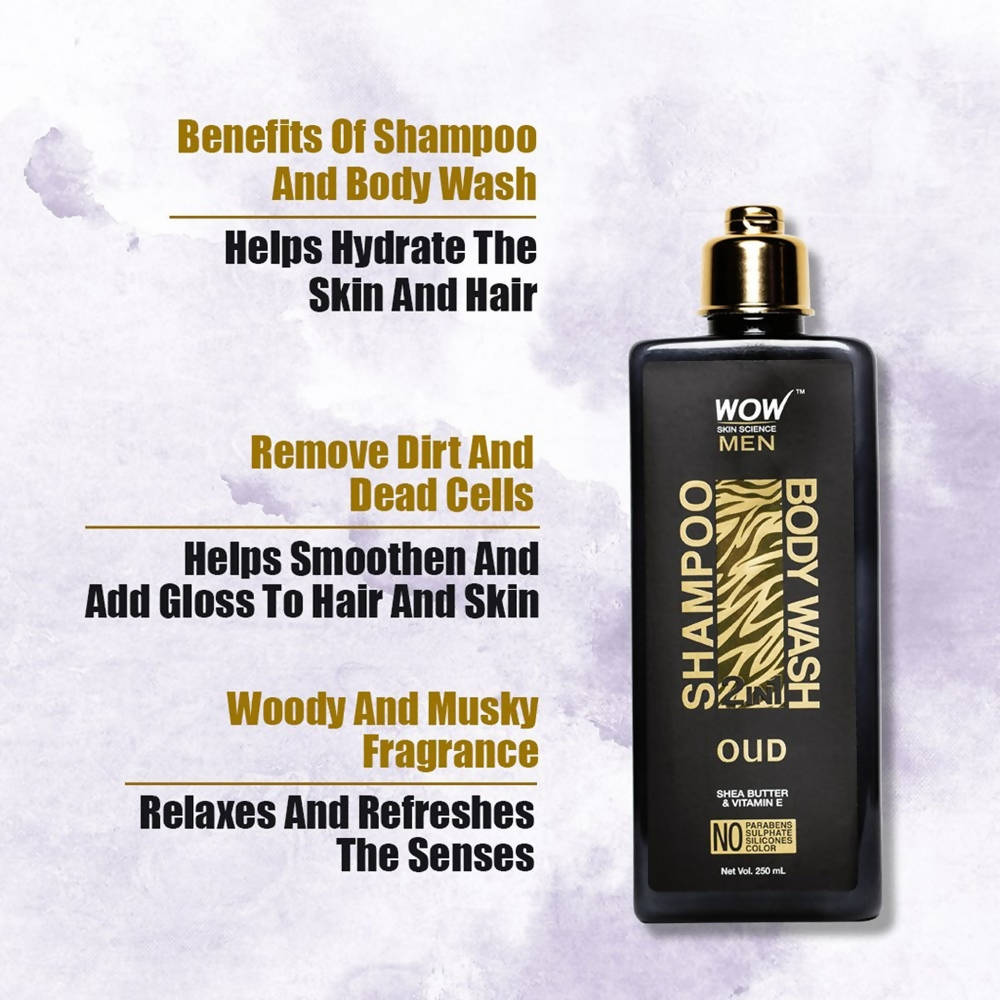 Wow Skin Science Men Charcoal 2 in 1 Body Wash And Shampoo