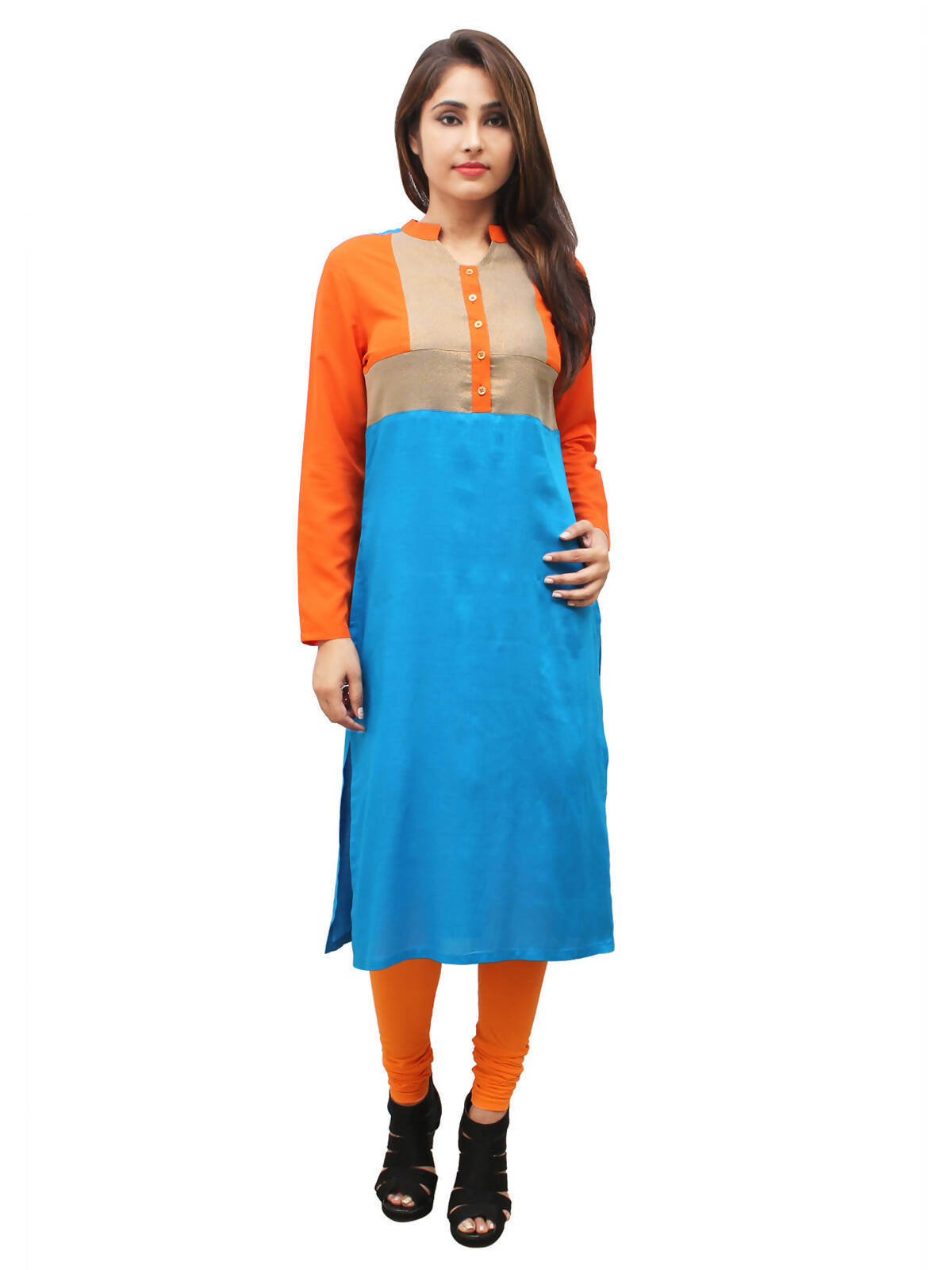 Women's Turq Fusion Combination Of Two Colours With Zari - G & A Apparels
