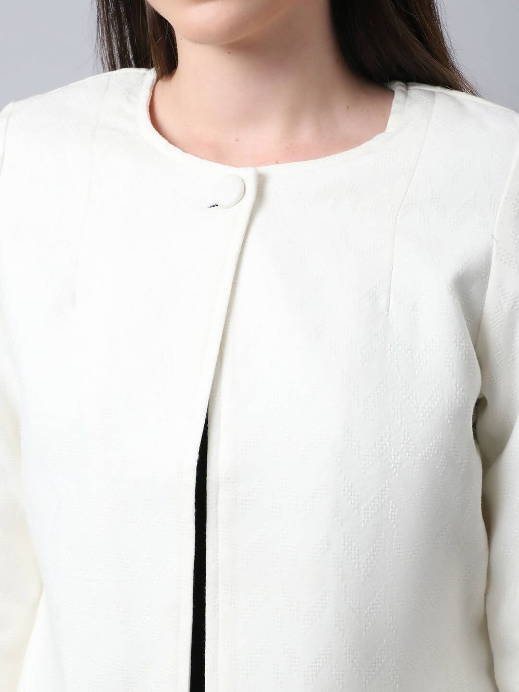 Even Apparels White 100% Viscose Open Front Statement Women's Jacket