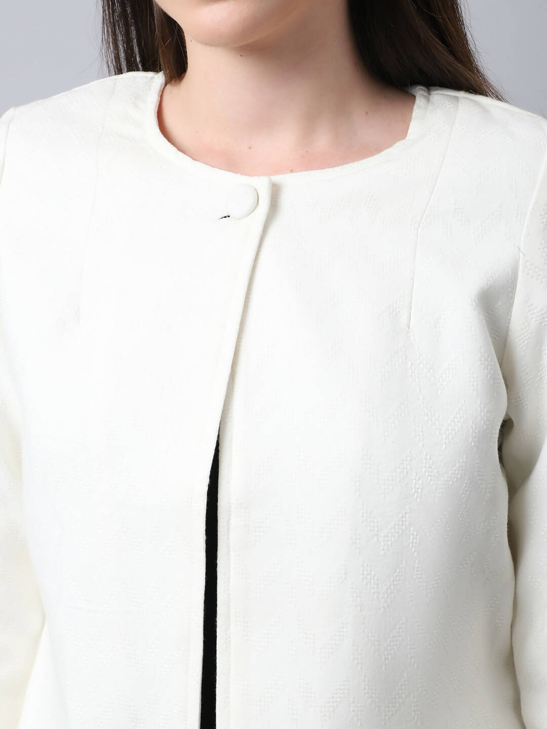 Even Apparels White 100% Viscose Open Front Statement Women's Jacket