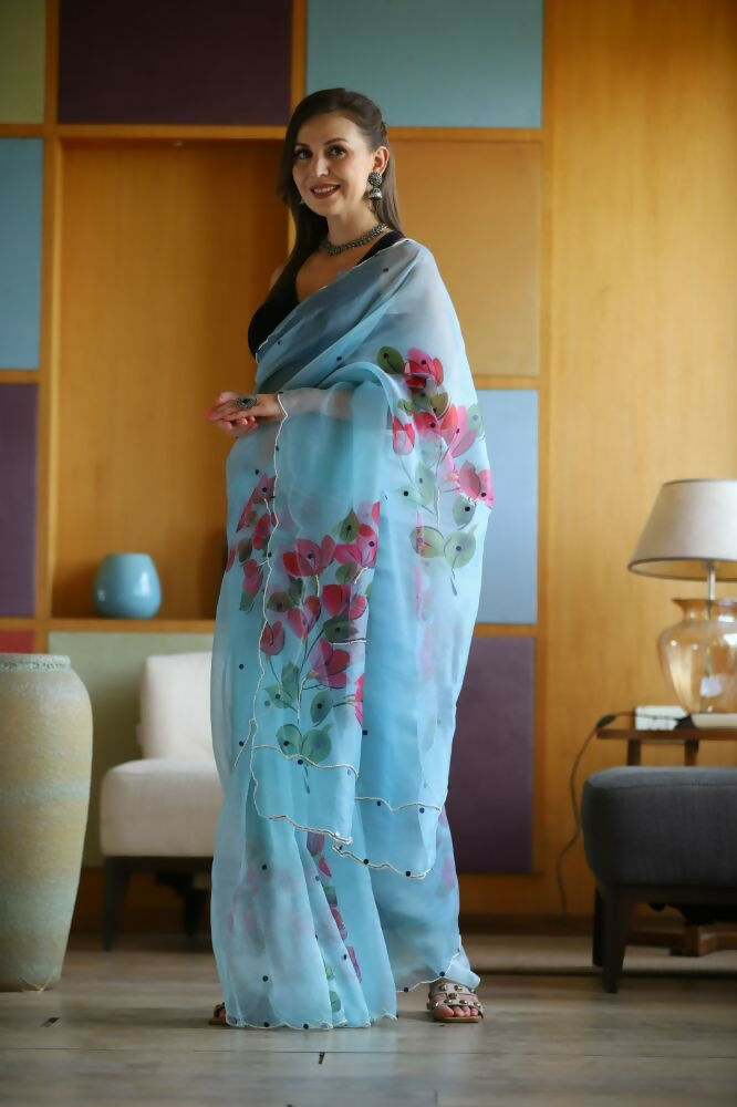 Vamsee Dhruti2 Sky Organza Saree