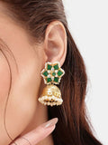Nuyug 22K Gold Plated Panna Jhumki Earrings